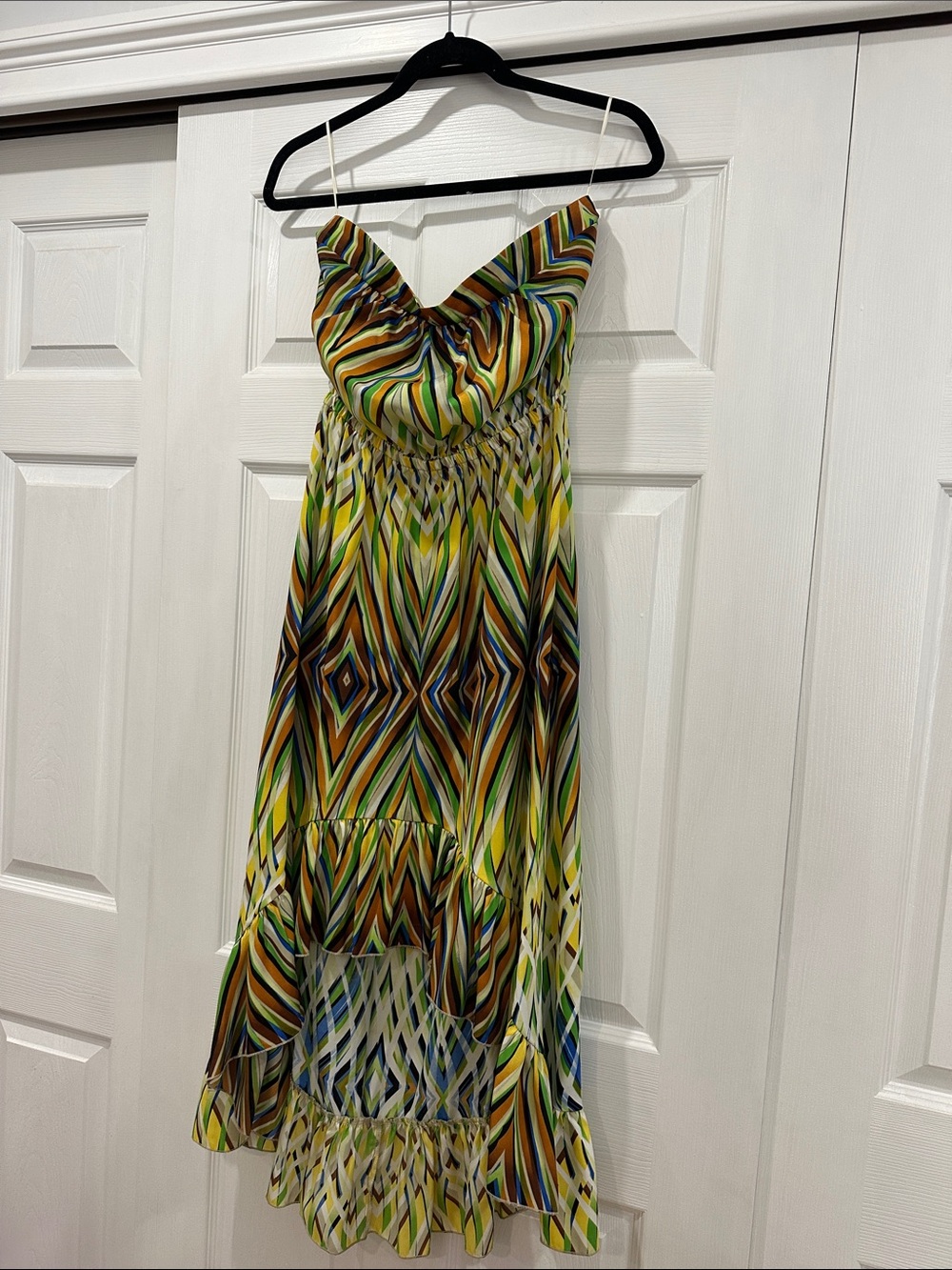 Lavender Brown Multi-Color Spaghetti Strap High-Low Dress